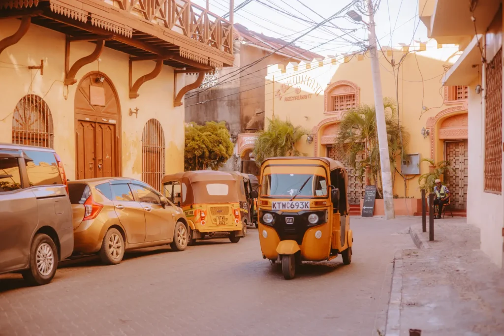 Tuktuk in the streets of Old Town Mombasa during the tour